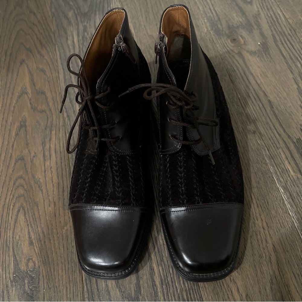 MARCO VICCI, MEN'S SZ 10M, BROWN LEATHER & SUEDE, ANKLE BOOTS, DRESS BOOTS